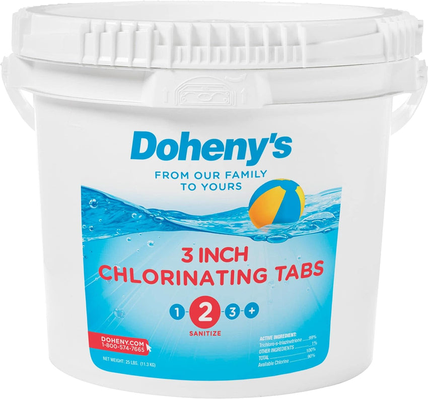 Doheny's 3 Inch Stabilized Chlorine Tablets | Pro-Grade Pool Sanitizer. Long Lasting. Slow Dissolving. 99% Pure Tri-Chlor. Individually Wrapped - 50lb