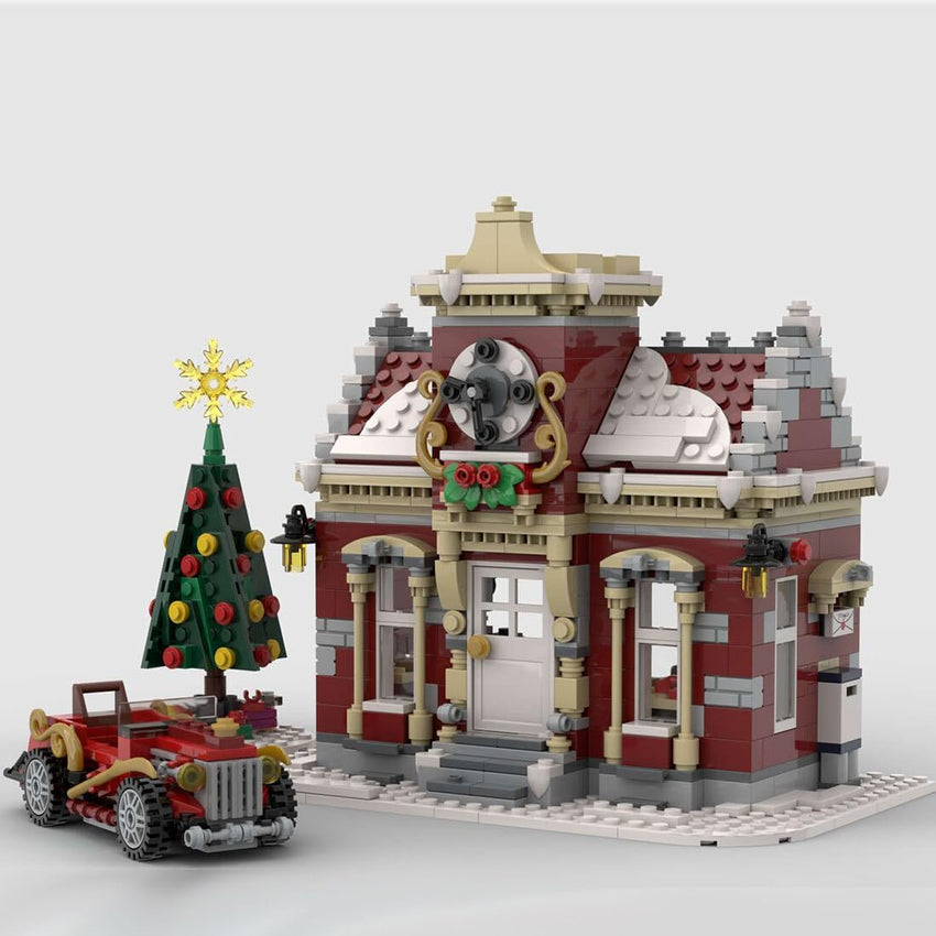 Christmas Country Church Building Kit. MOC-147549 Winter Modular Building Blocks Christmas House Building Block Building Toy (1769 Pieces)