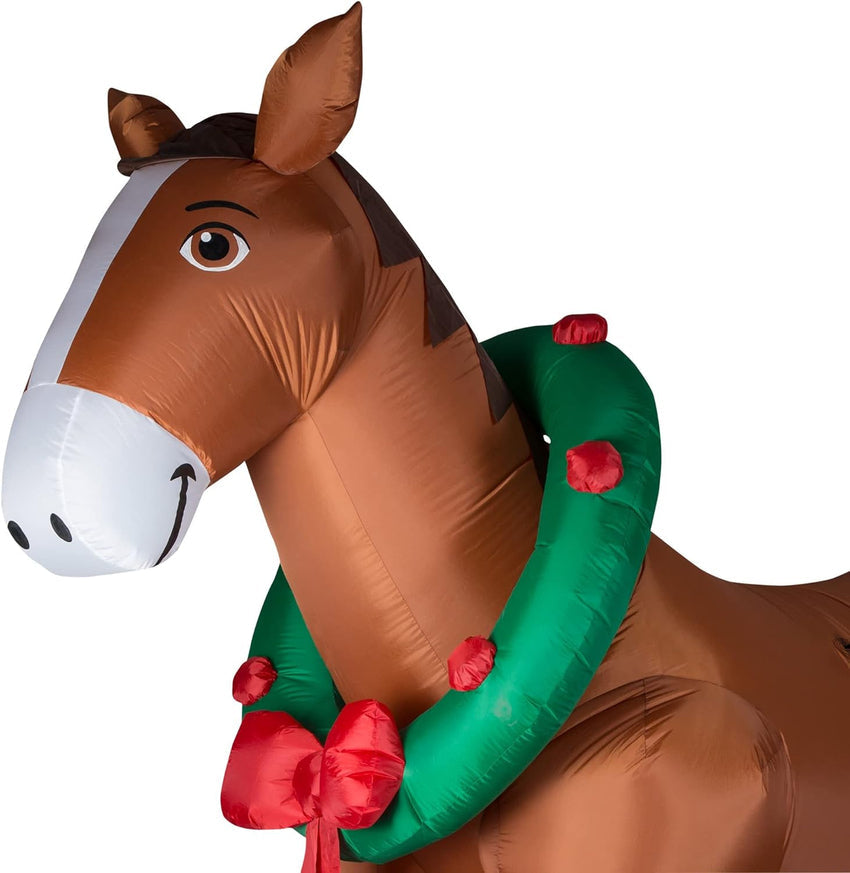 Christmas Inflatables Clydesdale Horse Holiday Inflatable. 9 Foot Wide and Lights Up. Comes with Tether Stakes. Rope. Power Supply and Two Bonus Repair Patches Brown MTR-17148