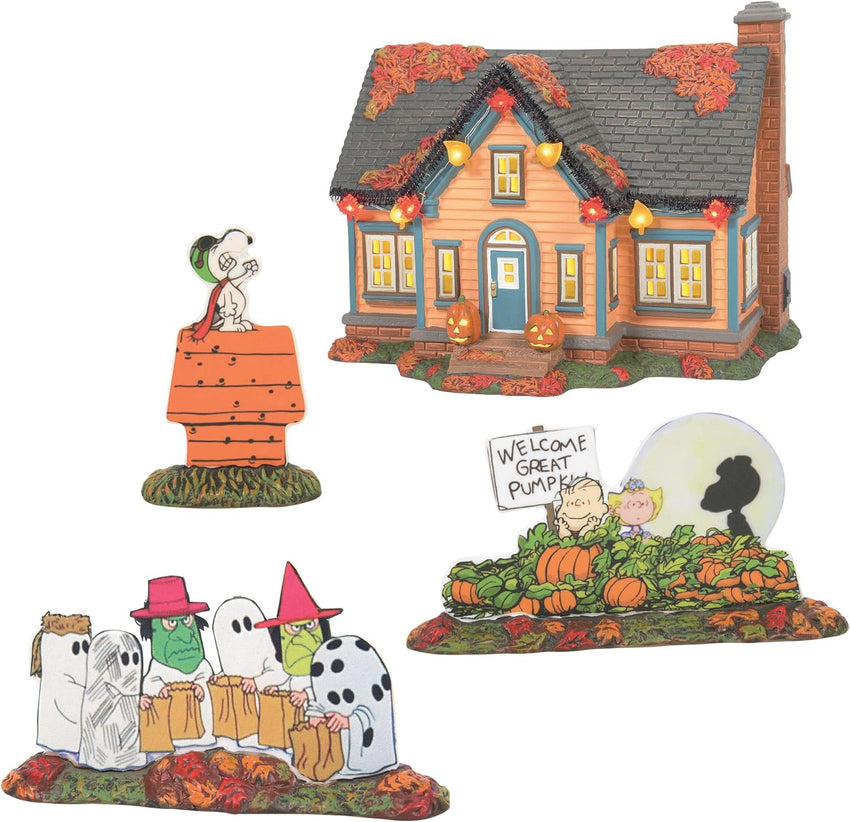 Snow Village Halloween Trick-or-Treat Lane Peanut House