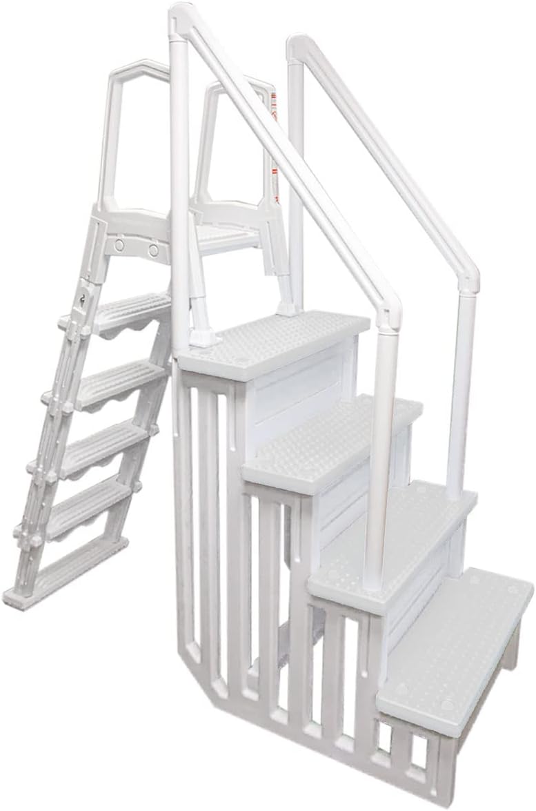 Select Anti-Slip in-Pool Steps | Gray | for Above Ground Swimming Pools | Can Mount to Decks 48 to 54 H | Safety Stairs Capacity Up to 300 lbs