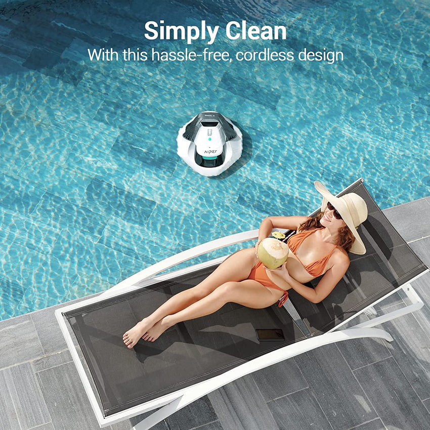 Cordless Robotic Pool Cleaner. Pool Vacuum with Dual-Drive Motors