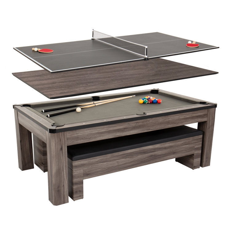 7' 3-in-1 Combination Table Includes Billiards. Table Tennis. & Dining Table