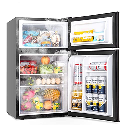 Euhomy Mini Fridge with Freezer. 3.2 Cu.Ft Mini Refrigerator with Freezer