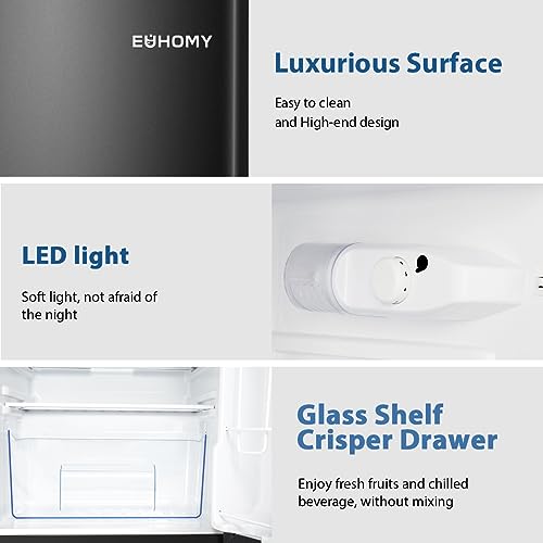 Euhomy Mini Fridge with Freezer. 3.2 Cu.Ft Mini Refrigerator with Freezer