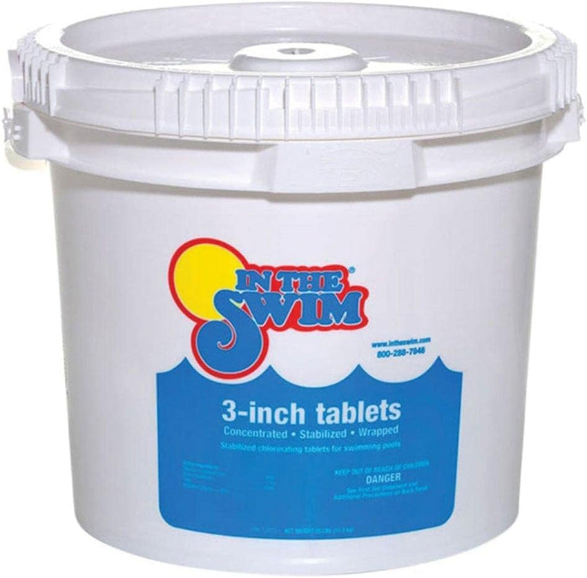 In The Swim 3 Inch Stabilized Chlorine Tablets for Sanitizing Swimming Pools - Individually Wrapped. Slow Dissolving - 90% Available Chlorine - Tri-Chlor - 50 Pounds