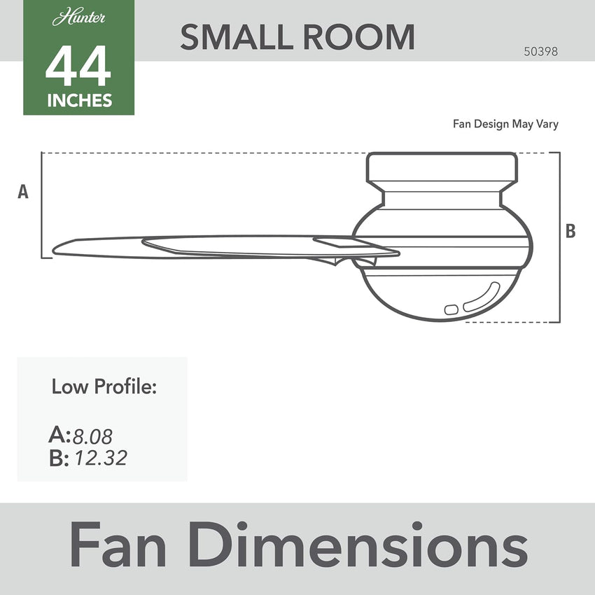 Hunter Fan Company Dempsey Low Profile Indoor / Outdoor Ceiling Fan with LED Light and Remote Control. 44. Matte Nickel