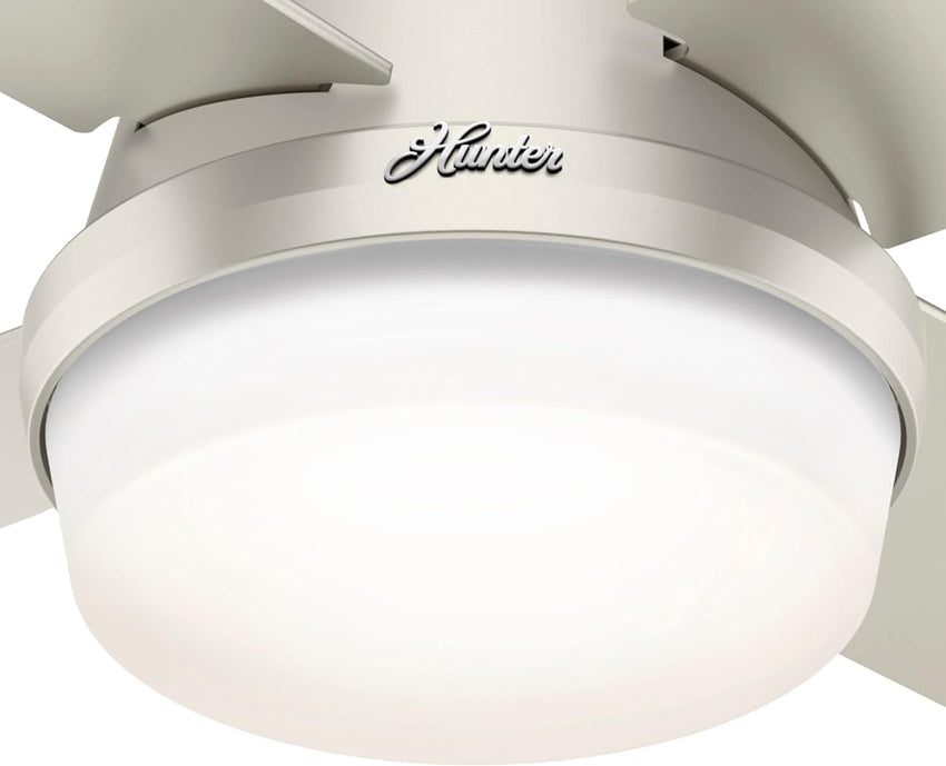 Hunter Fan Company Dempsey Low Profile Indoor / Outdoor Ceiling Fan with LED Light and Remote Control. 44. Matte Nickel