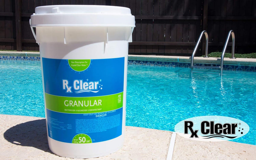 Clear Stabilized Granular Chlorine | One 50-Pound Bucket | Use As Bactericide. Algaecide. and Disinfectant in Swimming Pools and Spas | Fast Dissolving and UV Protected