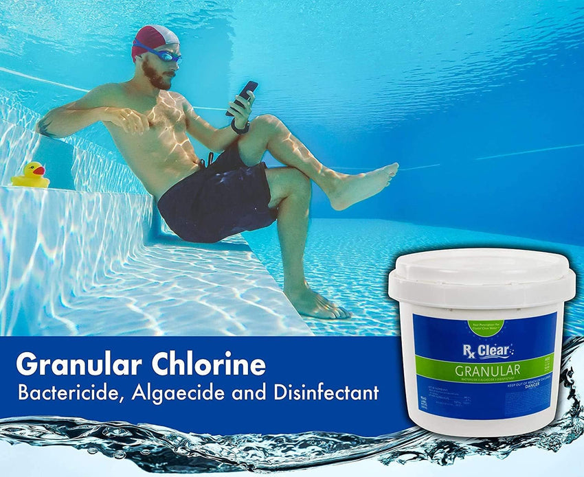 Clear Stabilized Granular Chlorine | One 50-Pound Bucket | Use As Bactericide. Algaecide. and Disinfectant in Swimming Pools and Spas | Fast Dissolving and UV Protected