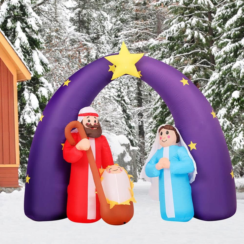 Farm 20ft. Tall Pre-Lighted Christmas Inflatable | Happy Snowman with RGB Lights and Storage Bag | Outdoor Holiday Amplified Holiday Celebration Party Decoration