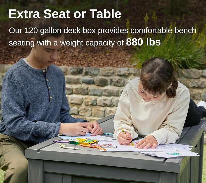 230 Gallon Deck Box. Outdoor Storage Box with Padlock