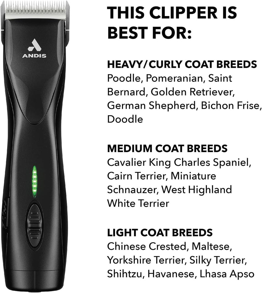 79170 Pulse Zr II 5-Speed Detachable Blade Clipper. Cordless Animal/Dog Grooming. Removable Lithium Ion Battery. LED Charge Light. Black
