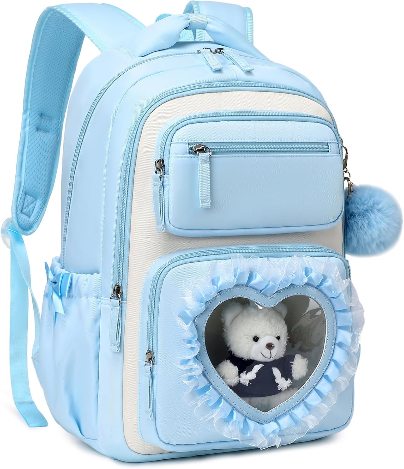 Kids Backpack for Girls Ages 6-12 with Sweet Heart Pocket
