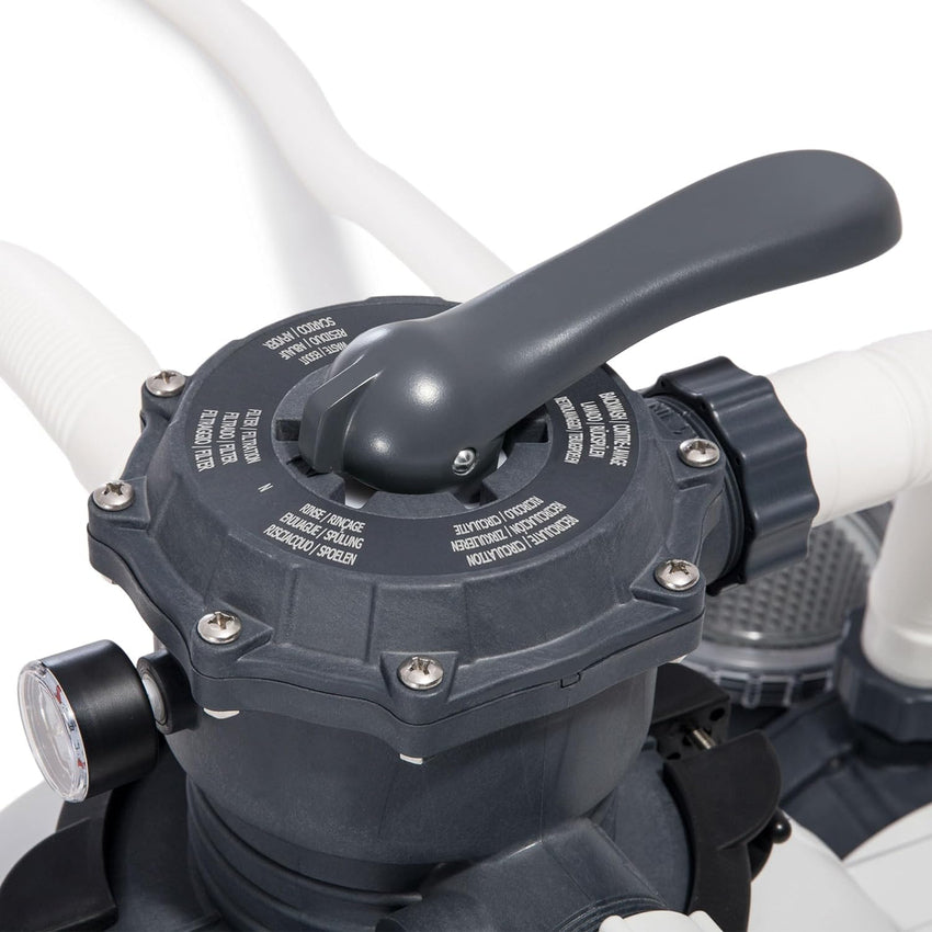 Intex 26651EG Krystal Clear 16 Inch 3.000 GPH Above Ground Pool Sand Filter Pump with Automatic Timer. GFCI. and 6 Function Control. Gray