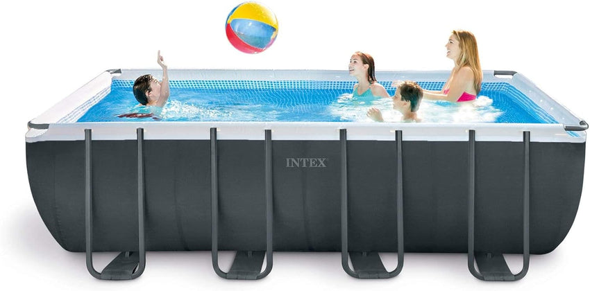 Rectangular Frame Above Ground Outdoor Swimming Pool Set with 1200 GPH Sand Filter Pump. Pool Cover and Ladder