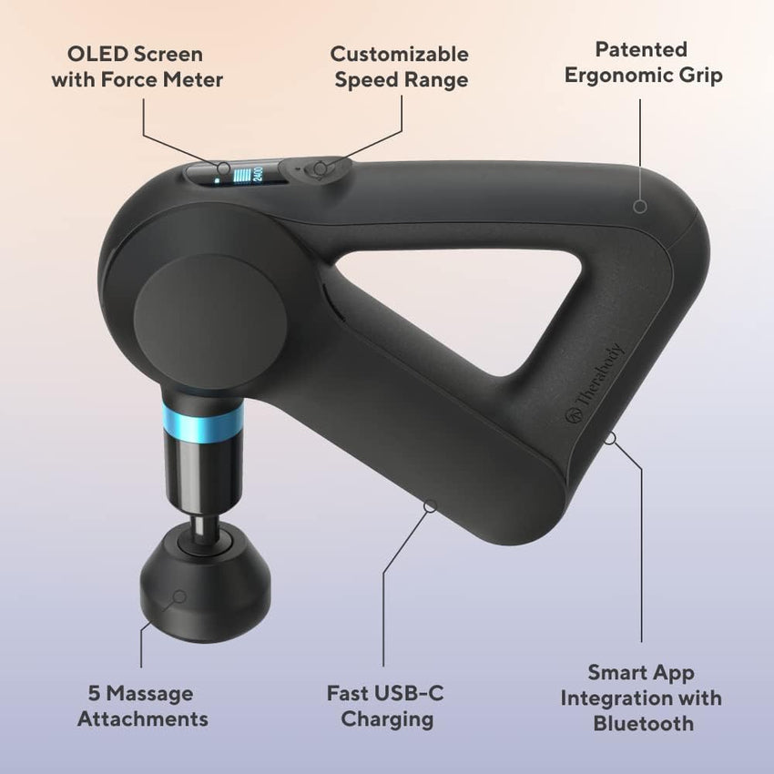 TheraGun Elite Ultra-Quiet Percussion Massage Gun for Deep Tissue Muscle Pain Relief. Handheld Electric Massager Perfect for Neck. Back. and Full Body Tension. Bluetooth and USB-C Charging. 5th Gen