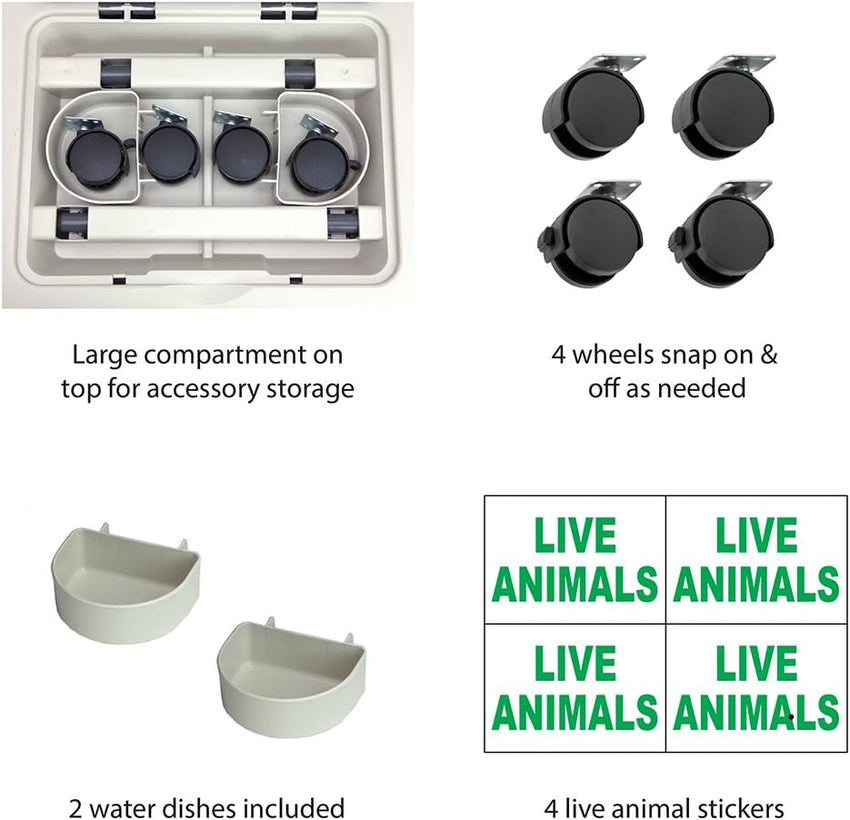 SportPet Designs Plastic Kennels Rolling Plastic Airline Approved Wire Door Travel Dog Crate. XXX-Large. Gray