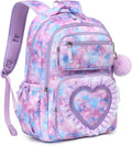 Kids Backpack for Girls Ages 6-12 with Sweet Heart Pocket