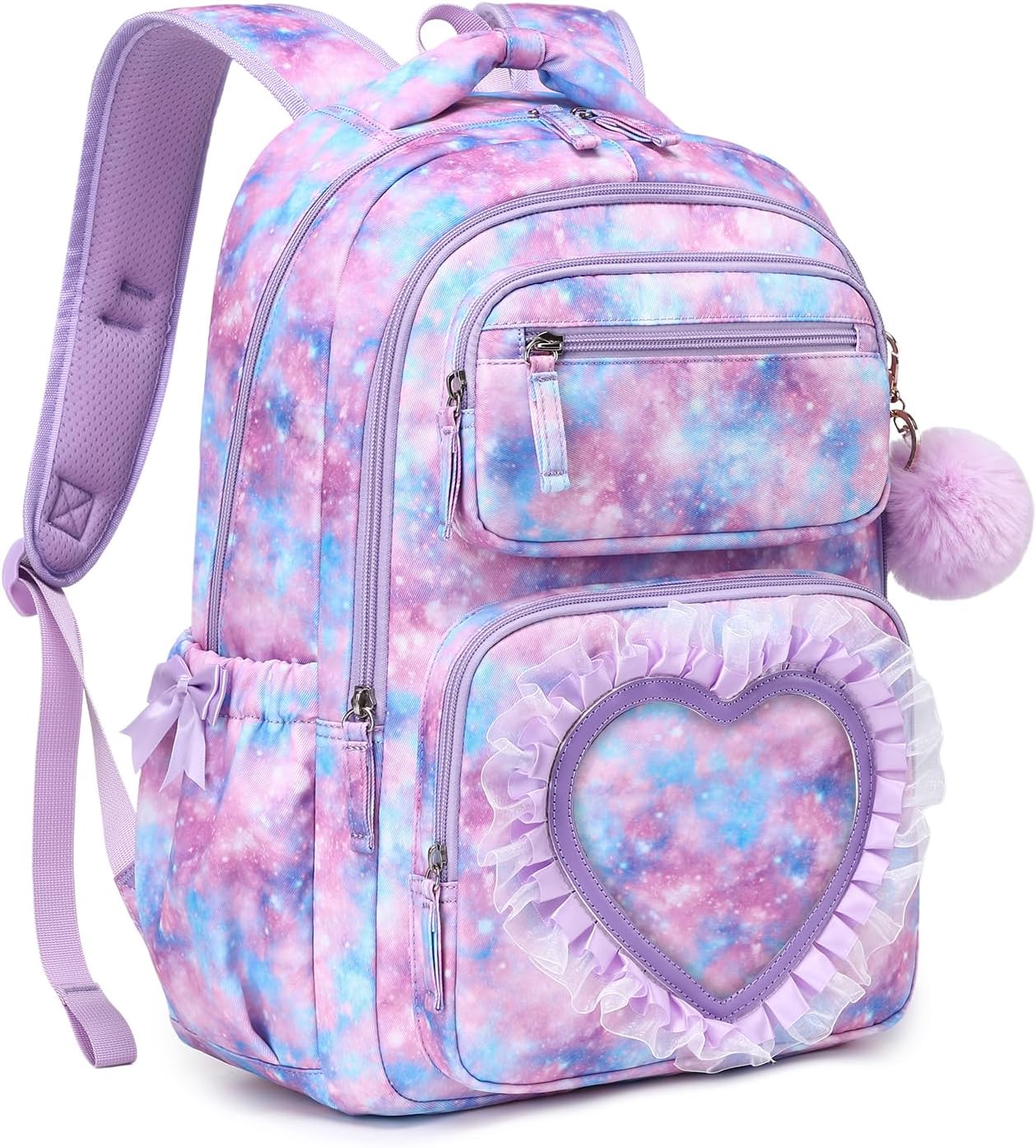 Kids Backpack for Girls Ages 6-12 with Sweet Heart Pocket