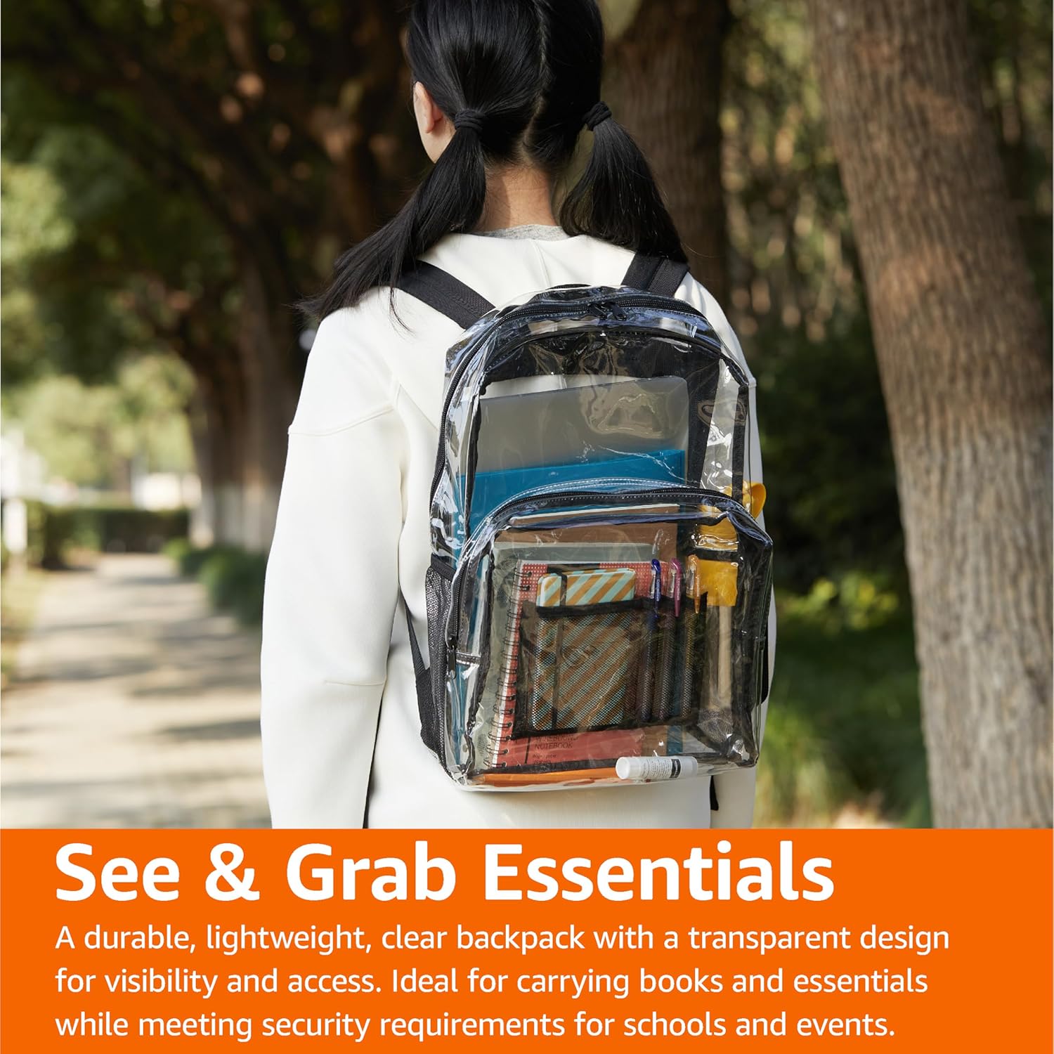Basics Transparent Clear School Backpack