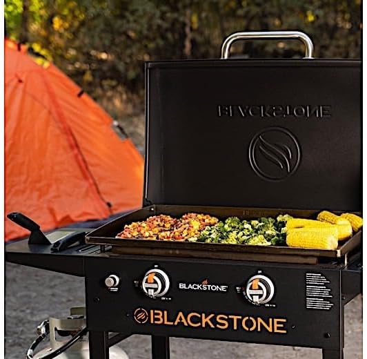 Blackstone 1883 Gas Hood & Side Shelves Heavy Duty Flat Top Griddle Grill Station for Kitchen. Camping. Outdoor. Tailgating. Countertop 28 inch Black
