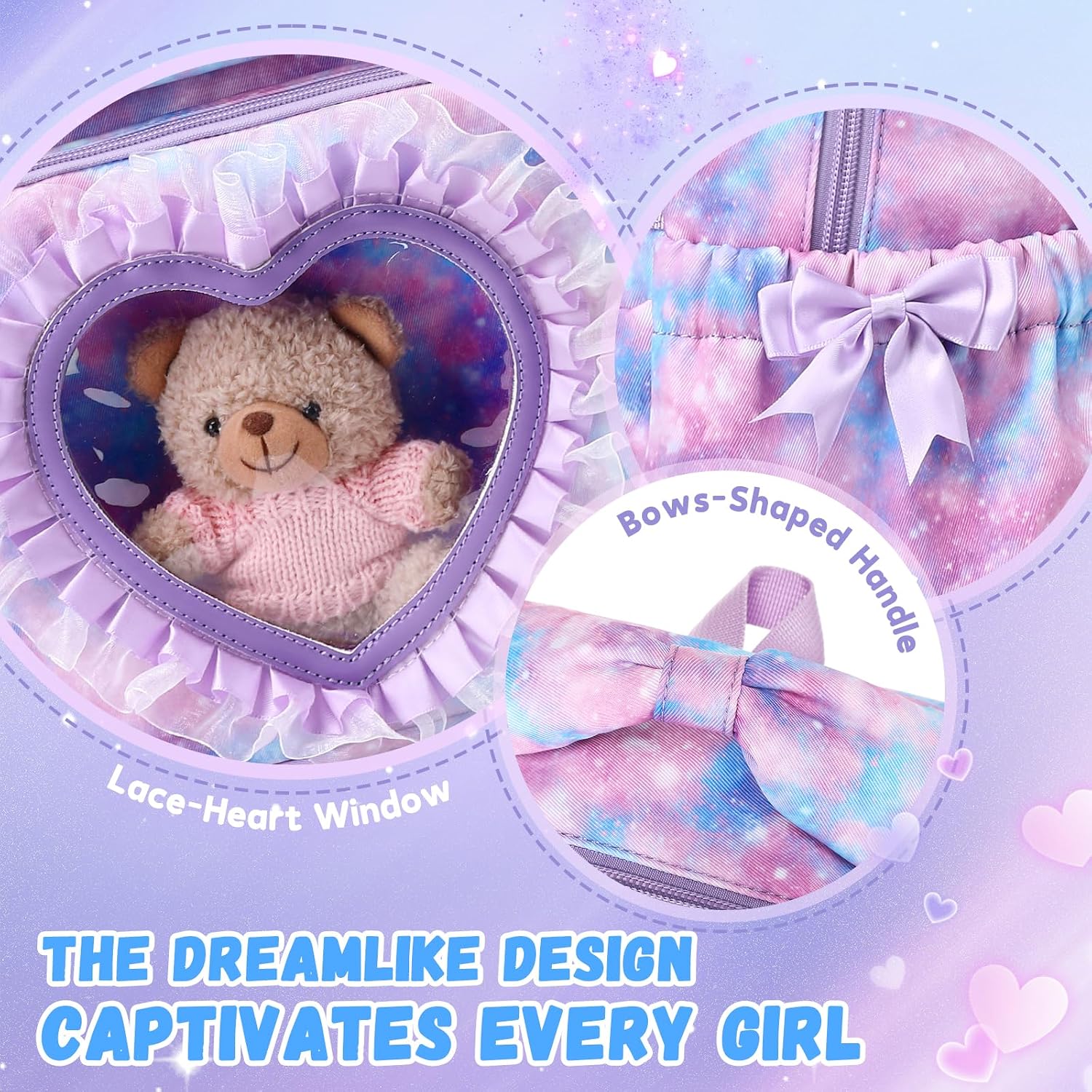 Kids Backpack for Girls Ages 6-12 with Sweet Heart Pocket