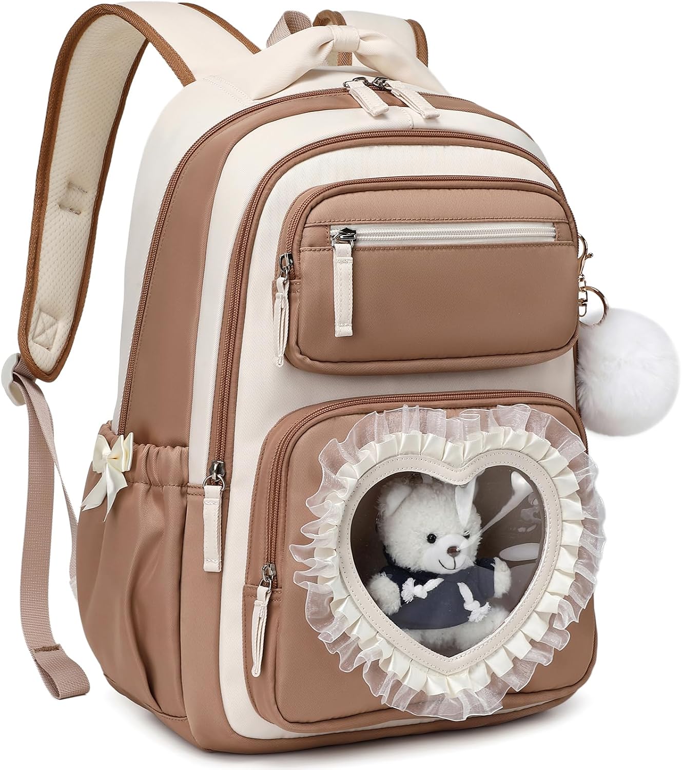 Kids Backpack for Girls Ages 6-12 with Sweet Heart Pocket