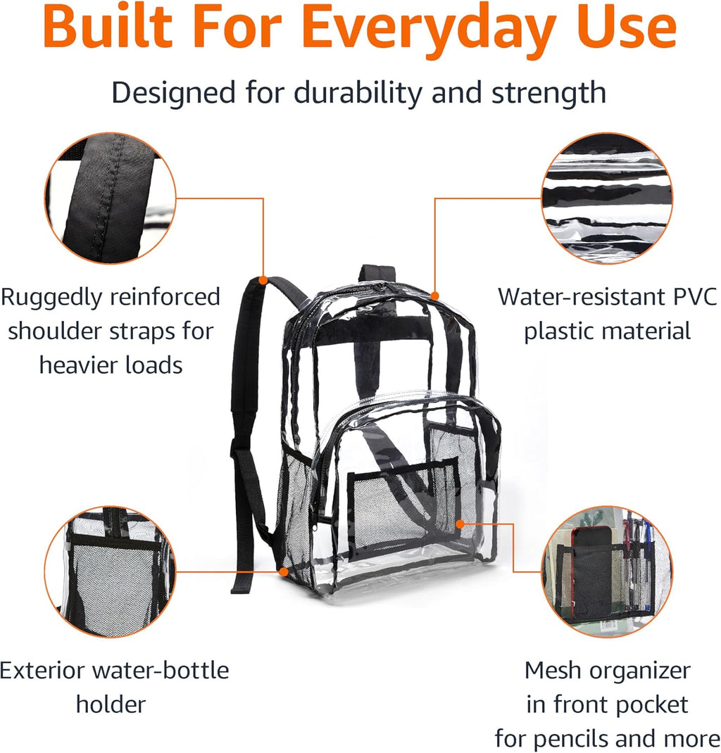 Basics Transparent Clear School Backpack