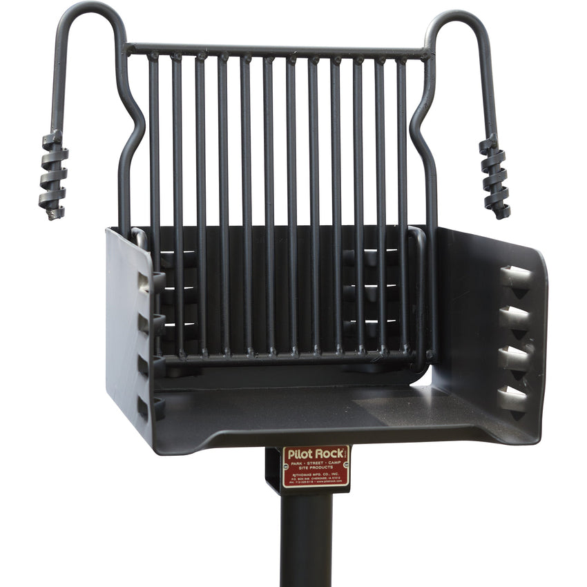 Pilot Rock Park Style Steel Outdoor BBQ Charcoal Grill and Post. Black