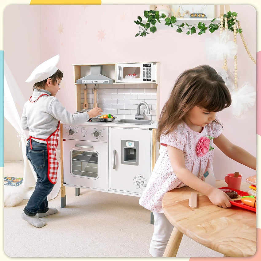 Children's small land play kitchen. wooden children's play kitchen toy set