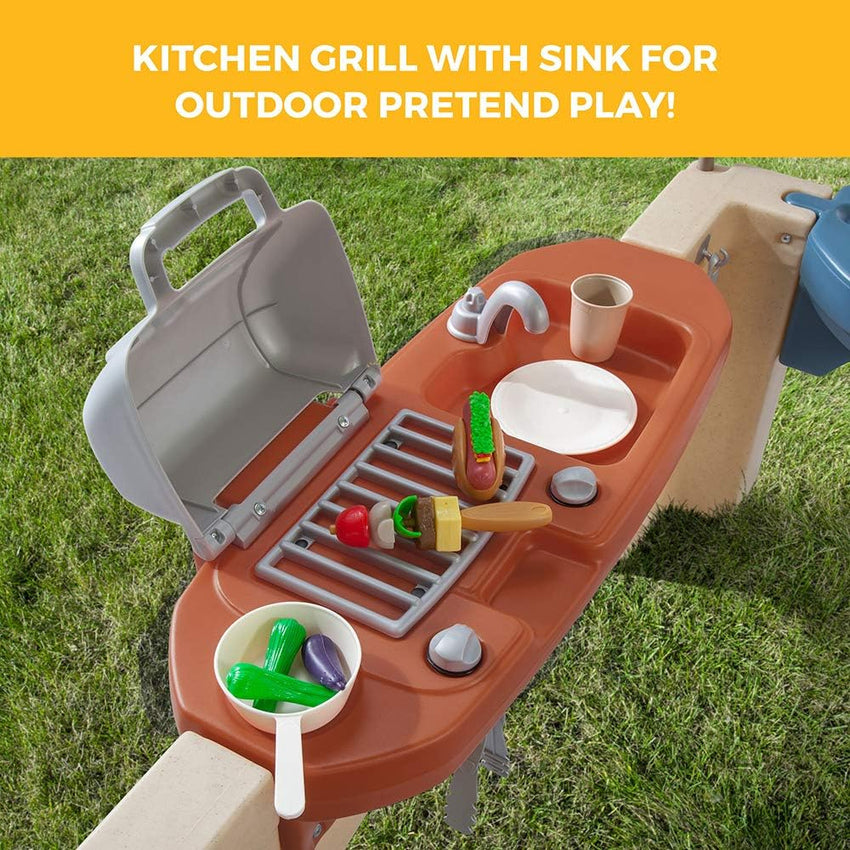 All-round play patio with canopy. kids indoor and outdoor kitchen play set