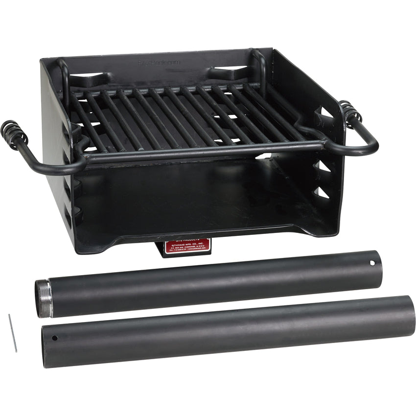 Pilot Rock Park Style Steel Outdoor BBQ Charcoal Grill and Post. Black