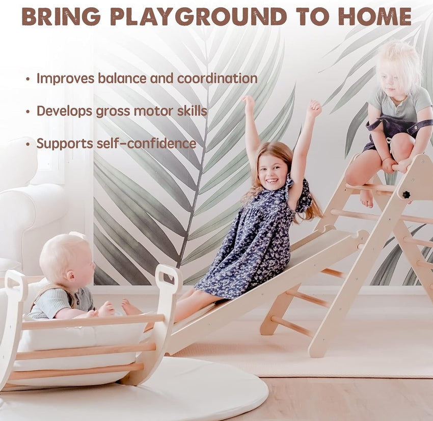 5 in 1 Pikler Triangle Set. Baby Climbing Toy Indoor Playground. Kids Jungle Gym