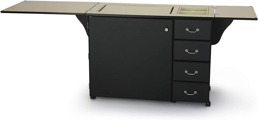 353 Norma Jean Sewing Cabinet for Sturdy Sewing. Cutting. Quilting. and Crafting with Storage and Airlift. Black Finish