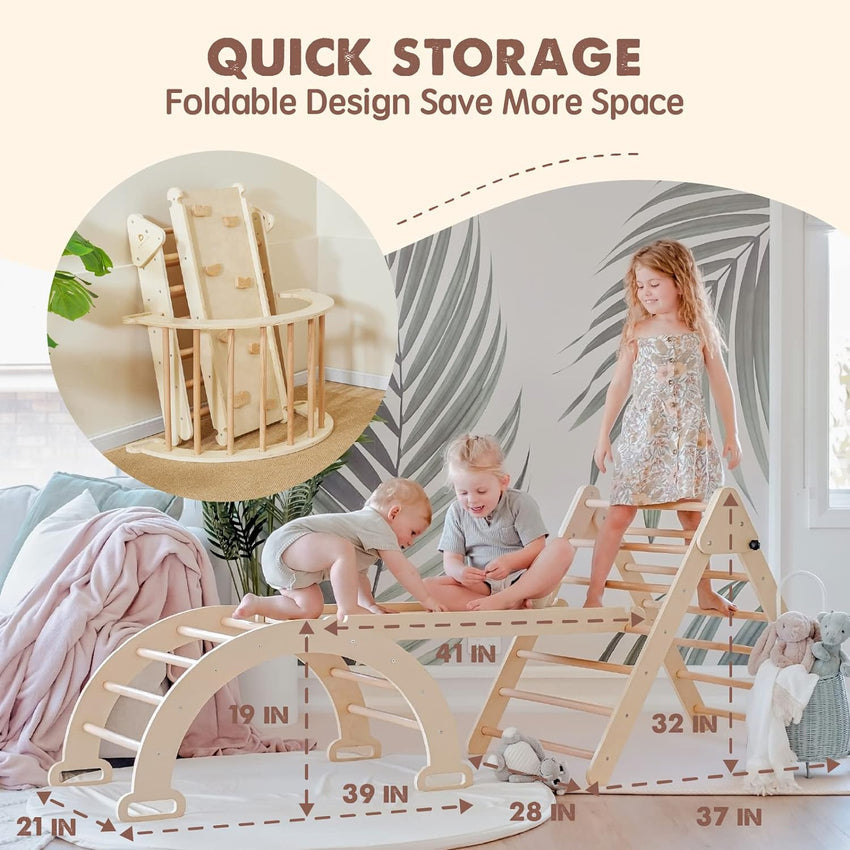 5 in 1 Pikler Triangle Set. Baby Climbing Toy Indoor Playground. Kids Jungle Gym