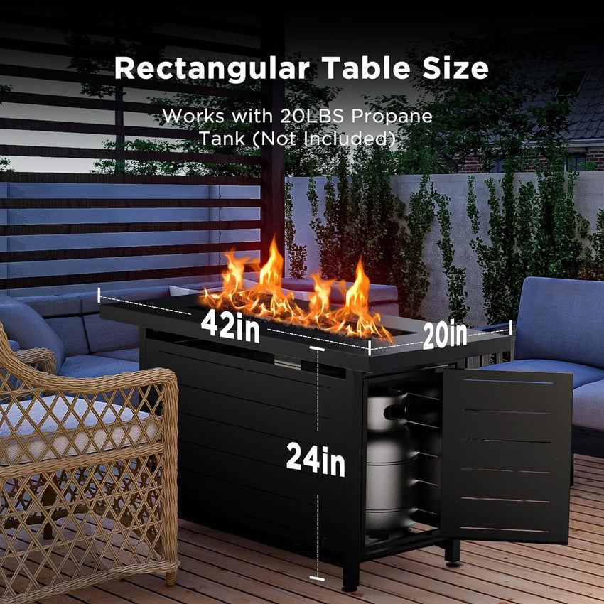 Gas Fire Pit Table. 50.000 BTU Outdoor Propane Fire Pit