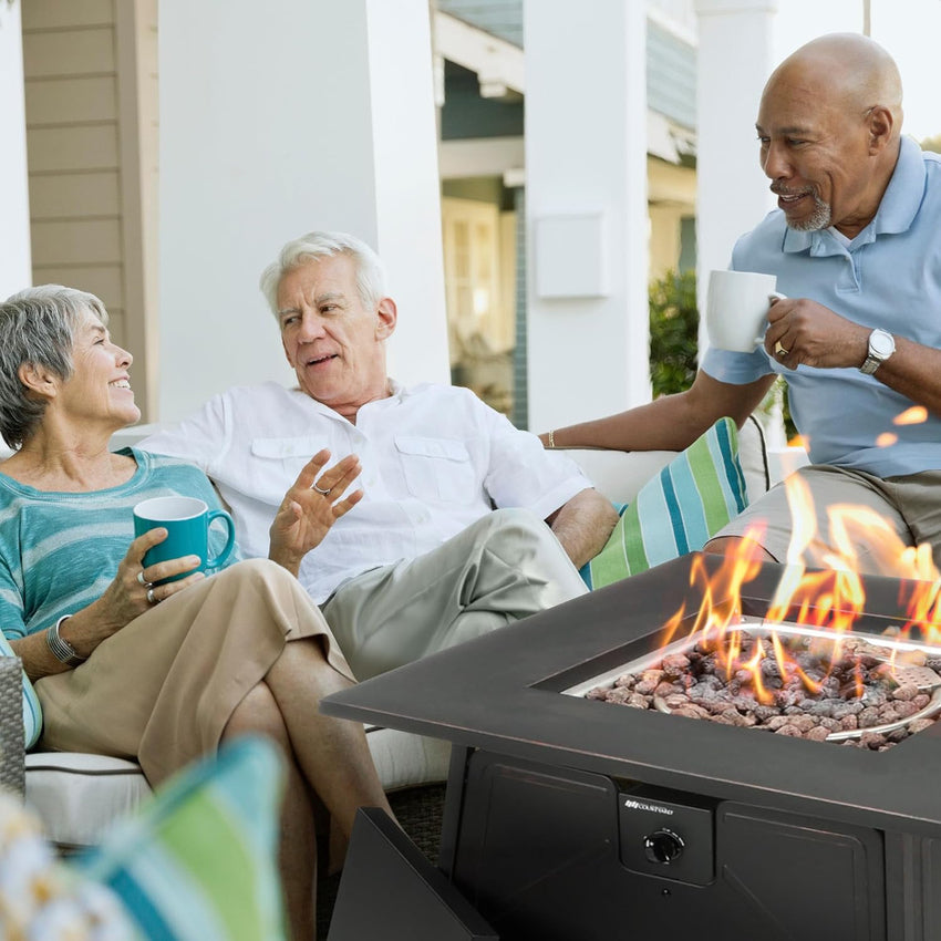 Four Seasons Patio Dual Heat 50.000 BTU Square Gas Fire Pit