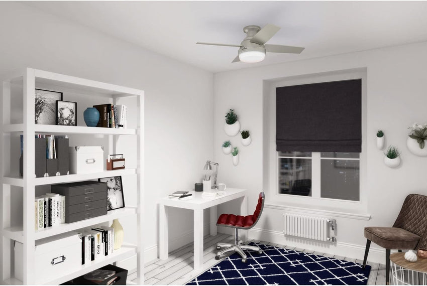 Hunter Fan Company Dempsey Low Profile Indoor / Outdoor Ceiling Fan with LED Light and Remote Control. 44. Matte Nickel