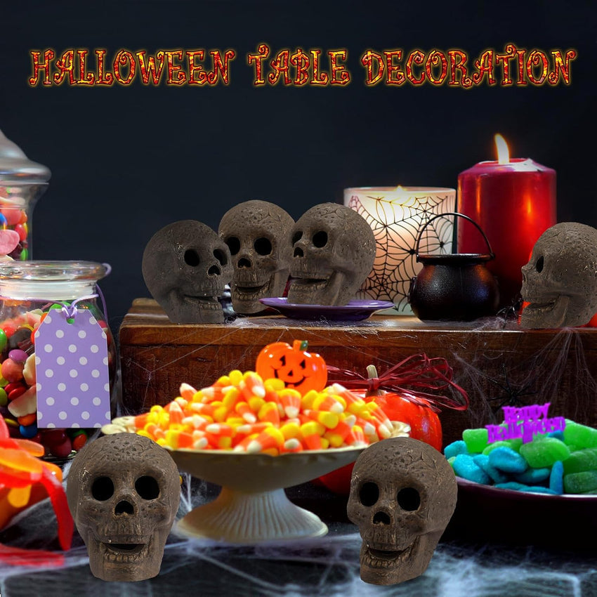 48-Pack Fire Pit Skulls. Halloween Skull Stone Decorations