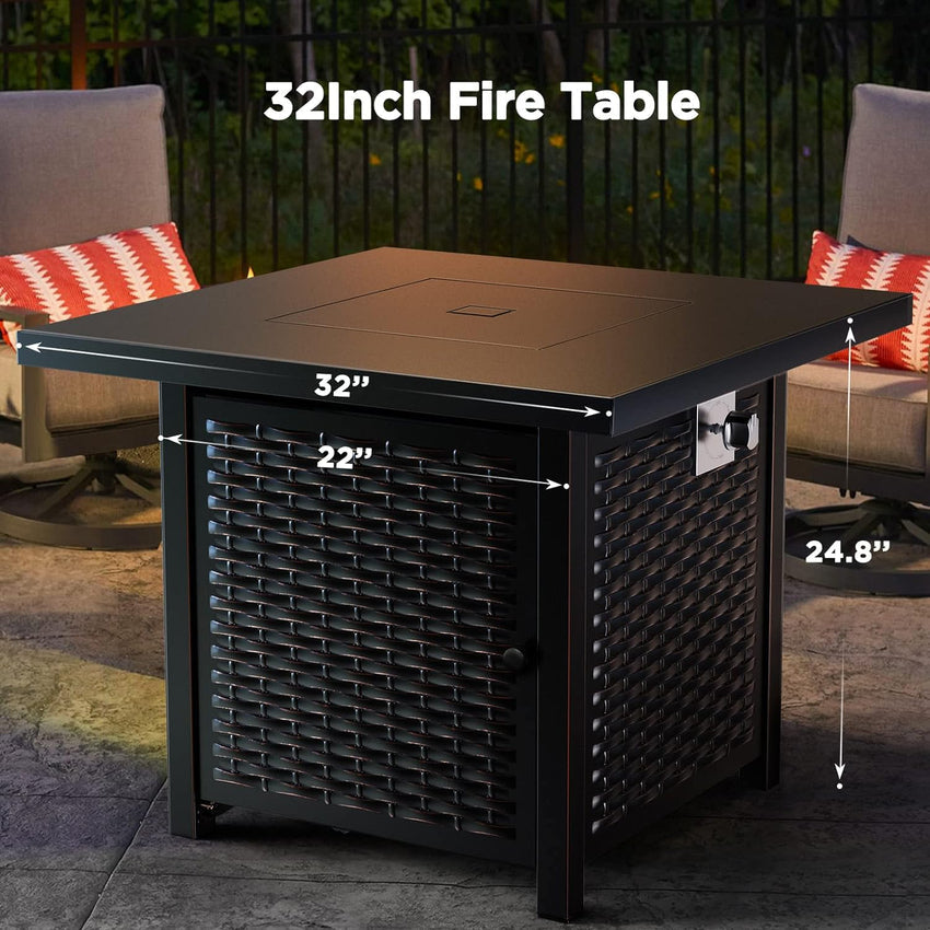 Gas Fire Pit Table. 50.000 BTU Outdoor Propane Fire Pit