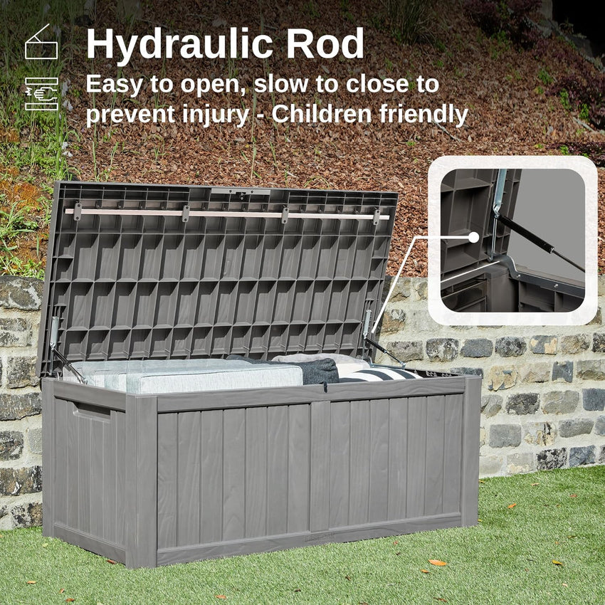 230 Gallon Deck Box. Outdoor Storage Box with Padlock