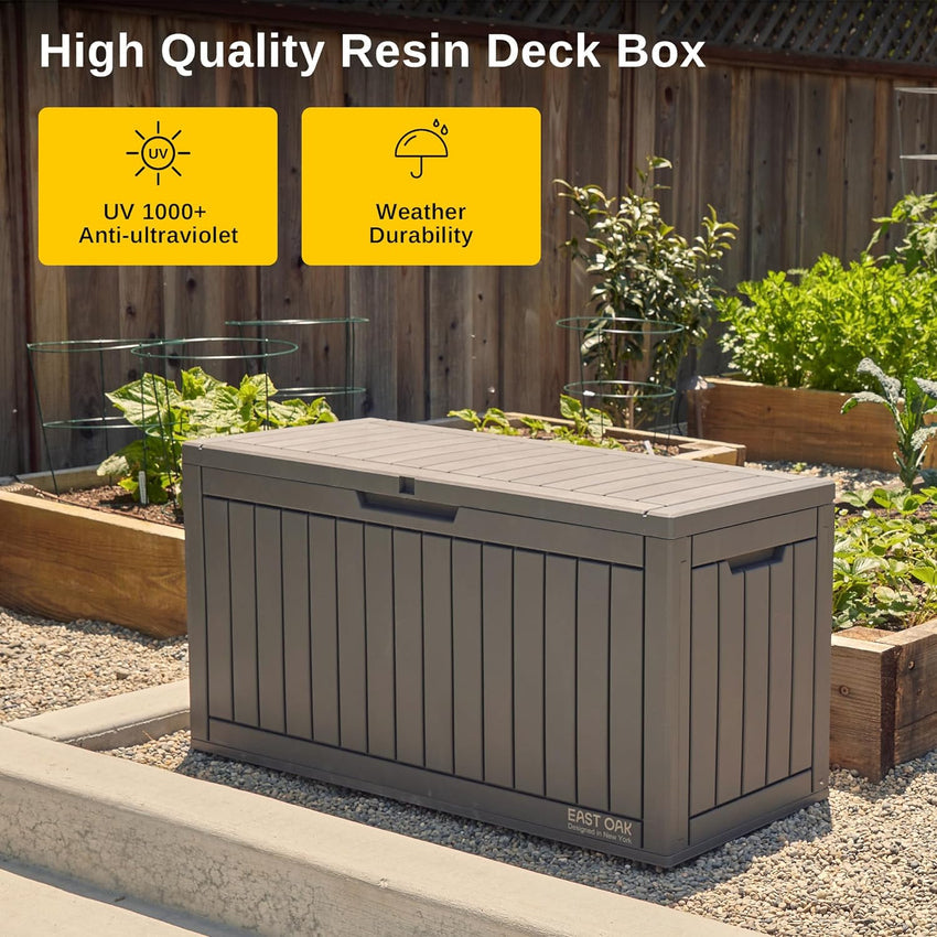 230 Gallon Deck Box. Outdoor Storage Box with Padlock