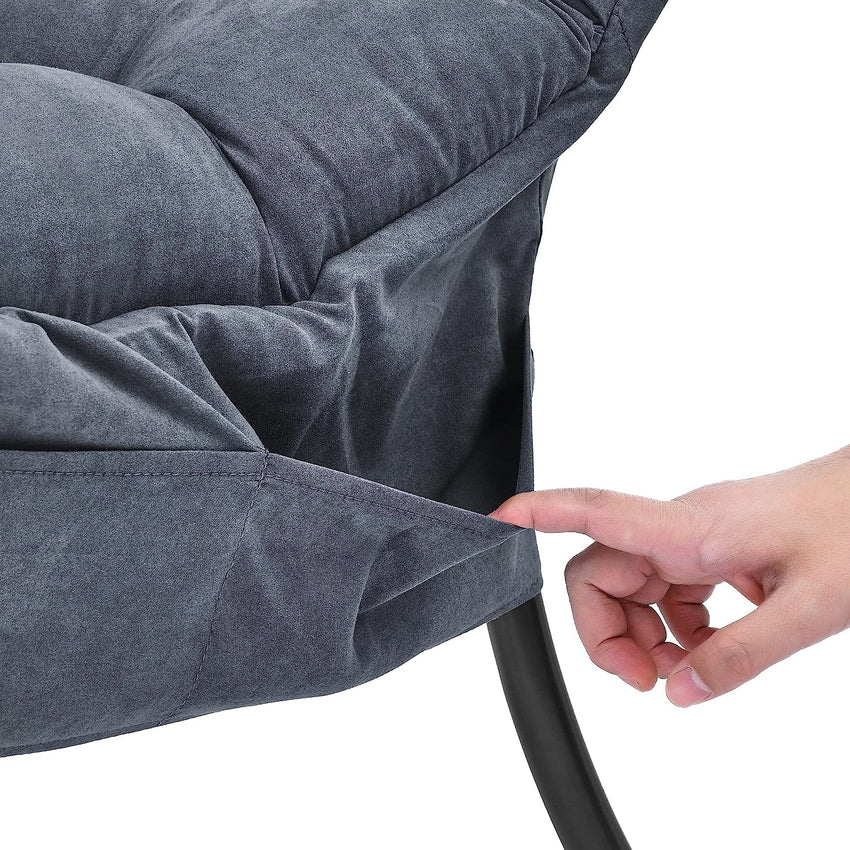 Living and More High Back Sofa Chair. Modern Fabric Lazy Chair. Accent Contemporary Lounge Chair. Cool Grey