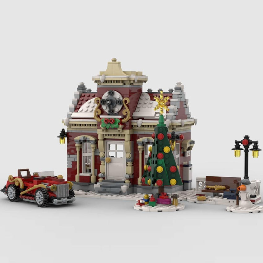 Christmas Country Church Building Kit. MOC-147549 Winter Modular Building Blocks Christmas House Building Block Building Toy (1769 Pieces)