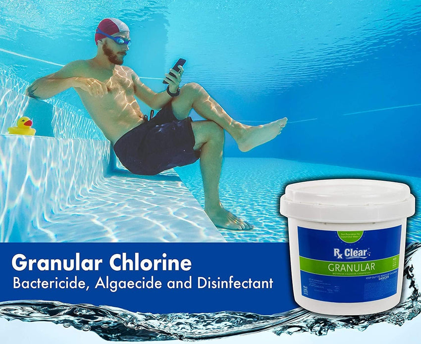 Clear Stabilized Granular Chlorine | One 50-Pound Bucket | Use As Bactericide. Algaecide. and Disinfectant in Swimming Pools and Spas | Fast Dissolving and UV Protected