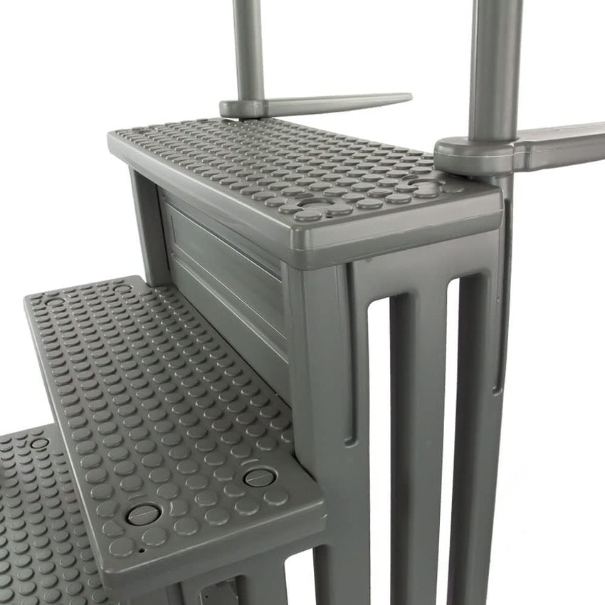 Select Anti-Slip in-Pool Steps | Gray | for Above Ground Swimming Pools | Can Mount to Decks 48 to 54 H | Safety Stairs Capacity Up to 300 lbs