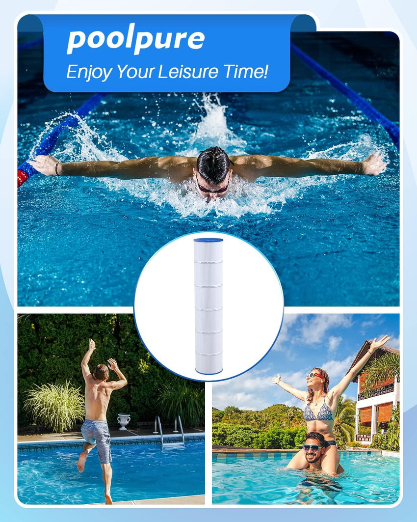POOLPURE PLFPCC130 Pool Filter Replaces Pentair CCP520. R173578. PCC130. Ultral-A7. Unicel C-7472. Filbur FC-1978. FC-6475. Pentair Clean and Clear Plus 520. 817-0131. 178585. L x OD: 32 1/16x7