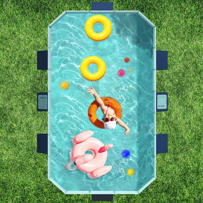 Foldable Non-Inflatable Kids' and Adults' Outdoor Swimming Pool - Hard Plastic Shell. Kid Pool for Backyard Dog Pools (158 x 76 x 20)