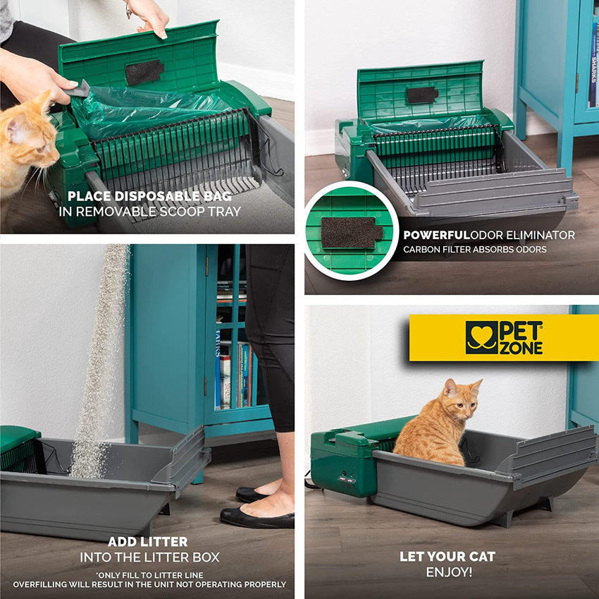 Pet Zone Smart Scoop Automatic Litter Box (Self Cleaning Litter Box. Cat Litter Box with No Expensive Refills)